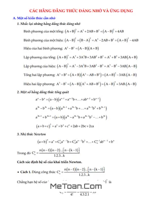 Cẩm Nang Hằng Đẳng Thức Đáng Nhớ Lớp 8 và Bài Tập Ứng Dụng