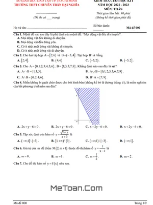 Đề thi học kì 1 Toán 10 năm 2022 – 2023 trường chuyên Trần Đại Nghĩa – TP HCM