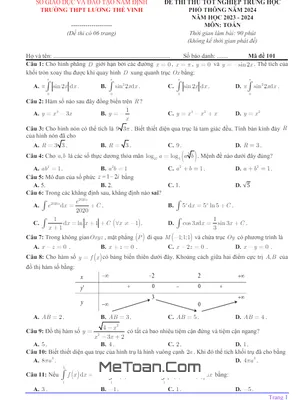 Đề Thi Thử THPT 2024 Môn Toán Trường THPT Lương Thế Vinh – Nam Định