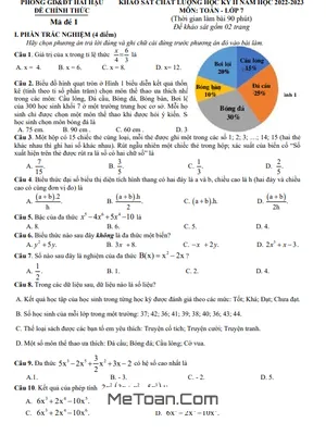 Đề thi học kỳ 2 môn Toán lớp 7 năm 2022 - 2023 phòng GD&ĐT Hải Hậu - Nam Định