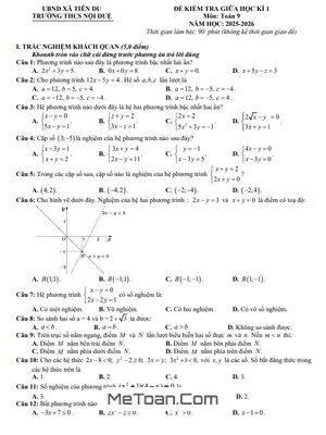 Đề Thi Giữa Kì 1 Toán 9 Năm Học 2025 - 2026 Trường THCS Nội Duệ, Bắc Ninh (Có Đáp Án)