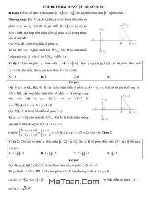 Cực Trị Số Phức - Trắc Nghiệm Và Phương Pháp Giải