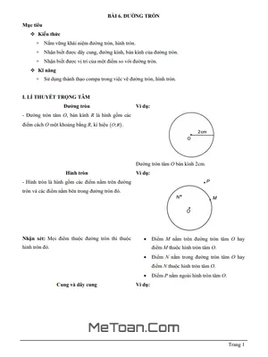 Chuyên Đề Đường Tròn Lớp 6: Lý Thuyết, Bài Tập & Lời Giải