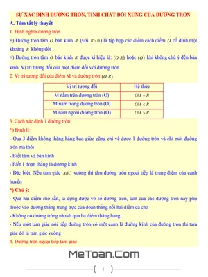 Tài Liệu Toán 9: Sự Xác Định Đường Tròn Và Tính Chất Đối Xứng