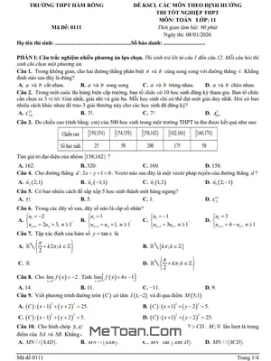 Đề Khảo Sát Toán 11 Năm 2025-2026 Trường THPT Hàm Rồng, Thanh Hóa