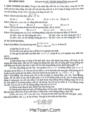 Đề thi tuyển sinh lớp 10 môn Toán năm 2017-2018 - Sở GD&ĐT Vĩnh Phúc