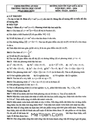 Ôn tập giữa kì 2 Toán 9 năm 2025 – 2026 trường THCS Phan Bội Châu – Đà Nẵng