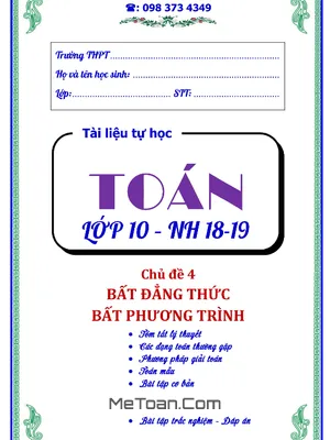 Tài Liệu Tự Học Bất Đẳng Thức Và Bất Phương Trình - Trần Quốc Nghĩa