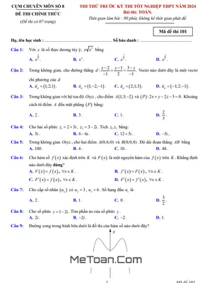 Đề thi thử tốt nghiệp THPT 2024 môn Toán cụm chuyên môn số 8 - Gia Lai