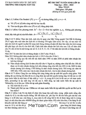 Đề thi thử Toán vào lớp 10 năm 2022 – 2023 trường THCS Đặng Tấn Tài – TP HCM