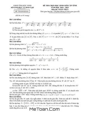 Đề tham khảo thi HSG tỉnh Toán THCS năm 2024 - 2025 sở GD&ĐT Bắc Ninh