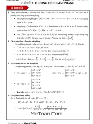 Ôn Thi THPT Môn Toán: Phương Trình Mặt Phẳng - Trọng Tâm Lý Thuyết & Bài Tập