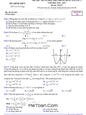 Đề thi thử Toán THPTQG 2019 trường chuyên Hạ Long – Quảng Ninh lần 3
