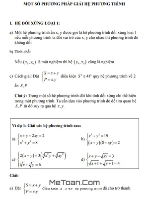 Ôn thi vào lớp 10 chuyên đề Hệ phương trình