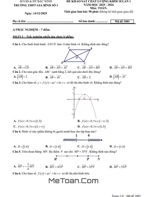 Đề Khảo Sát Chất Lượng Toán 10 Lần 1 Năm 2025 – 2026 THPT Gia Bình 1 – Bắc Ninh