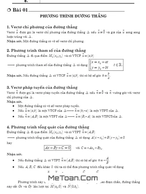 Bài Tập Trắc Nghiệm Phương Pháp Tọa Độ Trong Mặt Phẳng Có Lời Giải