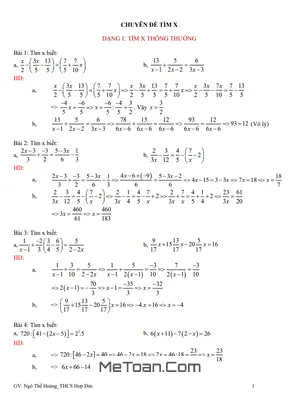 Bồi Dưỡng Học Sinh Giỏi Toán 6-7: Chuyên Đề Tìm x