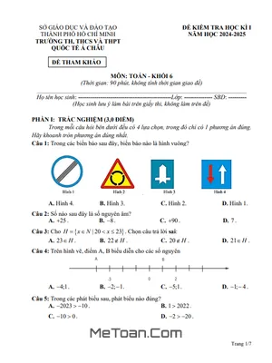 Đề Tham Khảo Cuối Kỳ 1 Toán 6 Năm 2024 - 2025 Phòng GD&ĐT Quận 3 - TP HCM