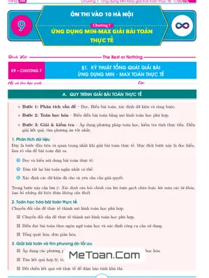 Chuyên đề ứng dụng Min – Max giải bài toán thực tế ôn thi vào lớp 10