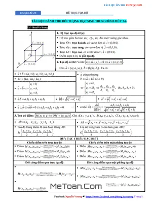 Chuyên Đề Phương Pháp Tọa Độ Trong Không Gian Ôn Thi THPT 2021 - Nguyễn Bảo Vương