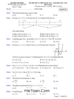 Đề thi thử Toán THPTQG 2019 lần 2 trường THPT Nam Tiền Hải – Thái Bình