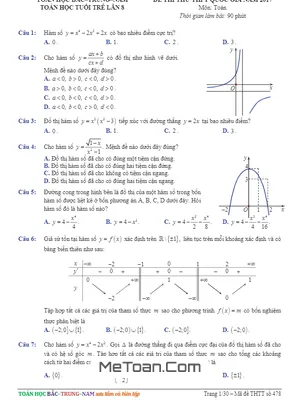 Đề thi thử THPT Quốc gia 2017 môn Toán - Tạp chí Toán Học Tuổi Trẻ lần 8
