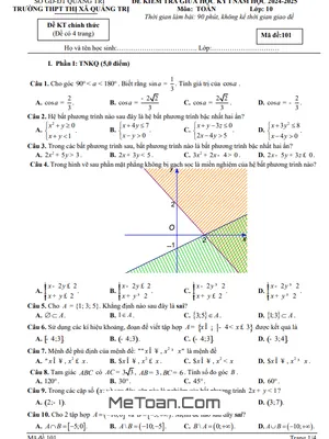 Đề Thi Giữa Kỳ 1 Toán 10 Năm 2024 - 2025 Trường THPT Thị Xã Quảng Trị
