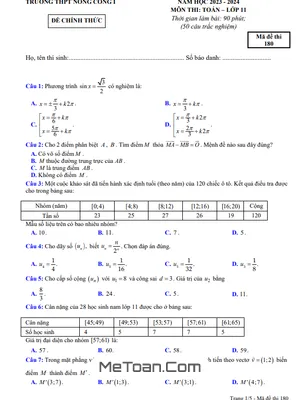 Đề khảo sát chất lượng lần 1 Toán 11 năm 2023 – 2024 trường THPT Nông Cống 1 – Thanh Hóa