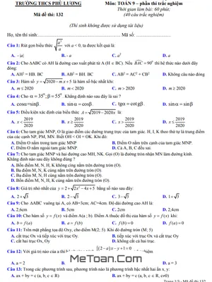 Đề khảo sát Toán 9 lần 2 năm 2020 – 2021 trường THCS Phù Lương – Bắc Ninh