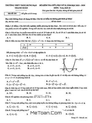 Đề Giữa Kỳ 2 Toán 10 Năm 2025-2026 Trường THPT Trần Hưng Đạo (Hà Nội) - File Độc Quyền