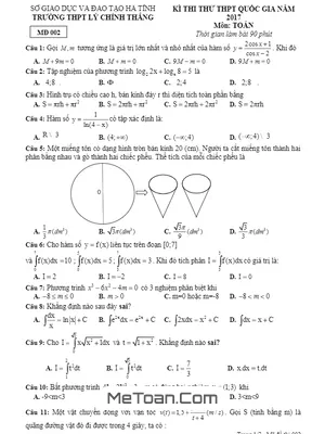 Tổng hợp Đề thi thử THPT Quốc gia môn Toán trường THPT Lý Chính Thắng - Hà Tĩnh năm 2017 có đáp án