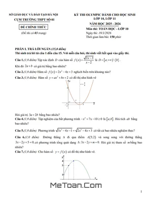 Đề Thi Olympic Toán Lớp 10 Năm 2025-2026 Cụm Trường THPT Số 01 Hà Nội: Chìa Khóa Thành Công