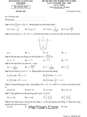 Đề thi thử THPT Quốc gia 2023 môn Toán lần 2 Sở GD&ĐT Nam Định