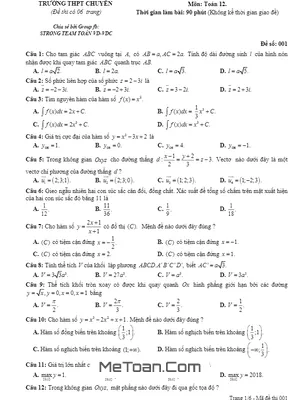 Đề thi thử Toán THPTQG 2018 trường THPT chuyên Tuyên Quang lần 2 có đáp án
