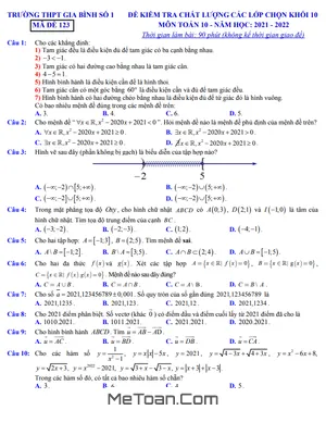 Đề kiểm tra lớp chọn Toán 10 năm 2021 – 2022 trường THPT Gia Bình 1 – Bắc Ninh