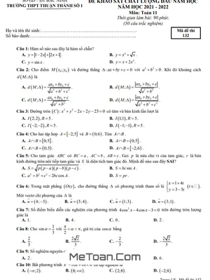 Đề khảo sát Toán 11 đầu năm học 2021 – 2022 trường Thuận Thành 1 – Bắc Ninh