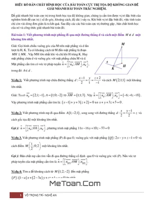 Hiểu Rõ Bản Chất Hình Học Của Bài Toán Cực Trị Tọa Độ Không Gian - Võ Trọng Trí