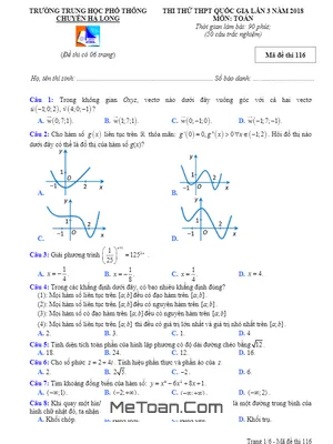 Đề thi thử Toán THPTQG 2018 trường chuyên Hạ Long – Quảng Ninh lần 3