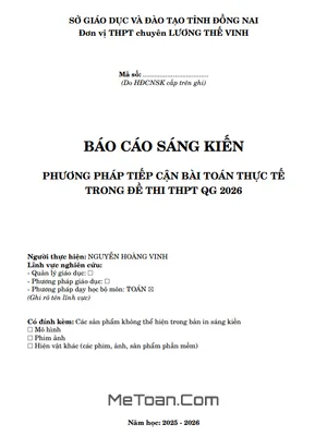 Phương Pháp Tiếp Cận Bài Toán Thực Tế Trong Đề Thi THPT QG 2026 Môn Toán