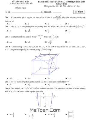 Đề thi thử Toán THPT Quốc gia 2019 trường THPT Nam Tiền Hải - Thái Bình