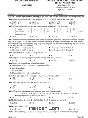 Đề Khảo Sát Toán 10 Năm 2025-2026 THPT Hàm Rồng, Thanh Hóa – Lời Giải Chi Tiết