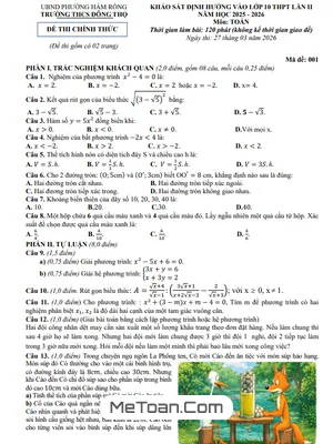Đề Khảo Sát Toán Lớp 10 Năm 2026 – Trường THCS Đông Thọ, Thanh Hóa (Lần 2)