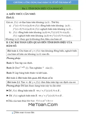 Chuyên Đề Trắc Nghiệm Tính Đơn Điệu Của Hàm Số - Nguyễn Bảo Vương