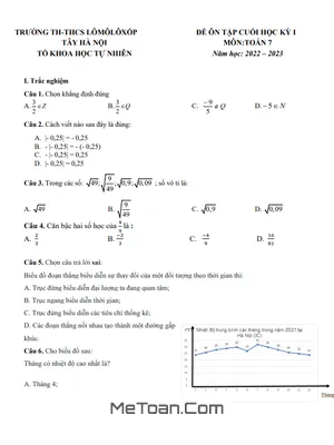 Đề Cương Ôn Tập Học Kỳ 1 Toán 7 Năm 2022 - 2023 Trường TH&THCS Lômônôxốp - Hà Nội