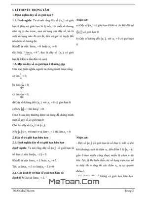 Bài Giảng Giới Hạn Dãy Số Lớp 11: Lý Thuyết Và Bài Tập Có Lời Giải