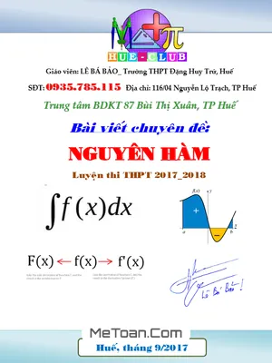 Chuyên Đề Nguyên Hàm Luyện Thi THPT Quốc Gia 2018 - Lê Bá Bảo