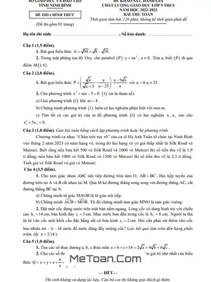 Đề khảo sát chất lượng Toán 9 năm 2022 - 2023 sở GD&ĐT Ninh Bình
