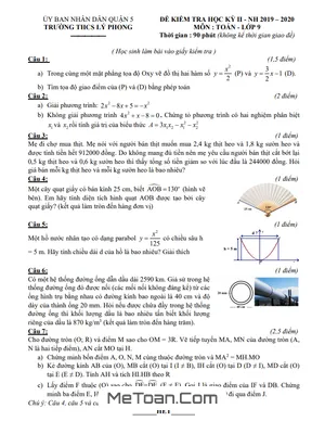 Đề thi học kì 2 Toán 9 năm 2019 - 2020 trường THCS Lý Phong - TP HCM (có lời giải)