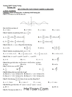 Đề Cương Ôn Tập Cuối Kỳ 1 Toán 11 Năm 2024 - 2025 Trường THPT Trưng Vương - Bình Định