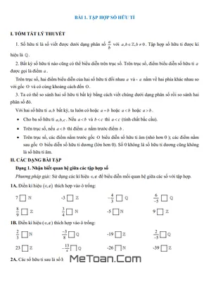 Tổng Hợp Lý Thuyết Và Các Dạng Bài Tập Số Hữu Tỉ Toán 7 Chi Tiết